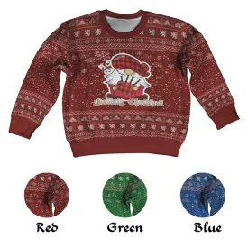 Abernethy Clan Christmas Kid Ugly Sweater with Gnome Playing Bagpipes