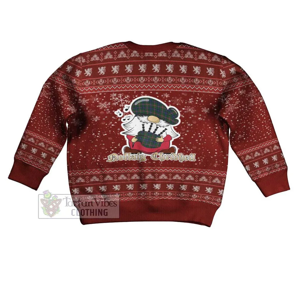 Allison Clan Christmas Kid Ugly Sweater with Gnome Playing Bagpipes