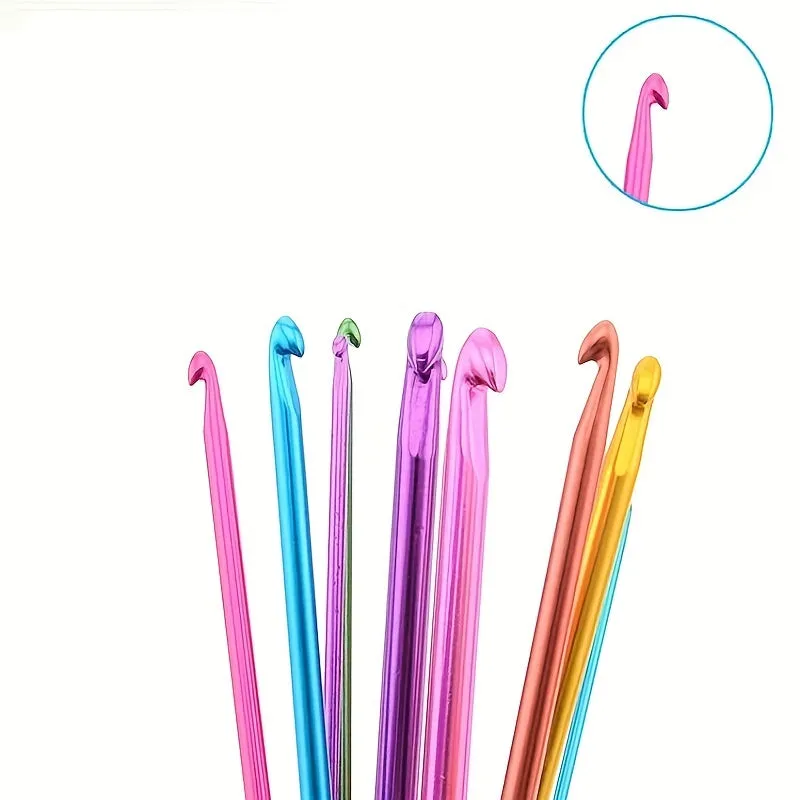 Aluminum Crochet Hooks Set with Hood Knitting Tools in 4 Colors