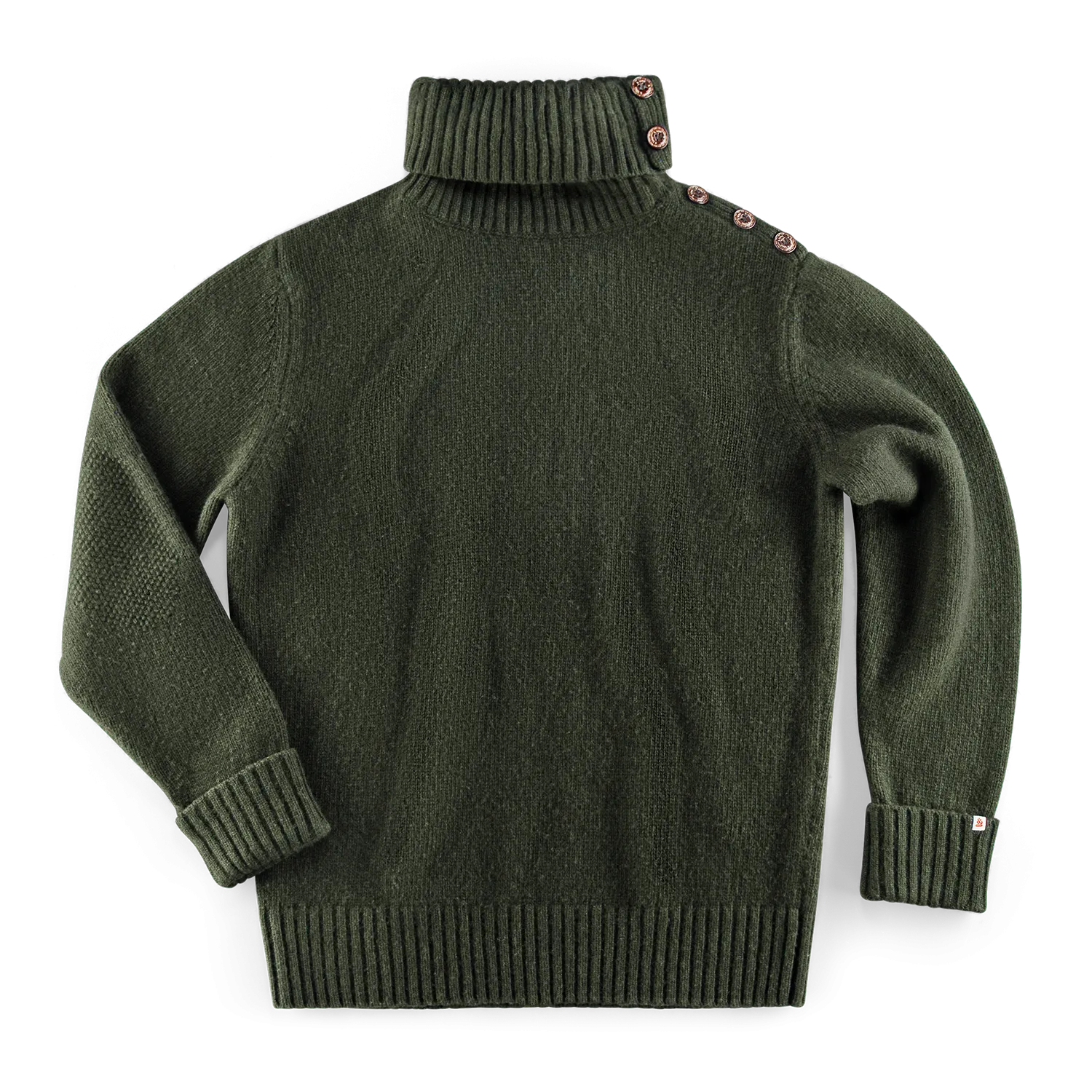 &SONS Ahab Submariner Rollneck Jumper Moss Green