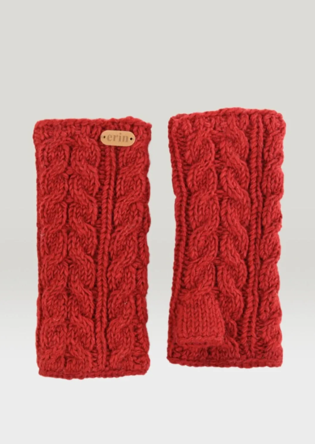 Aran Cable Handwarmers | Red