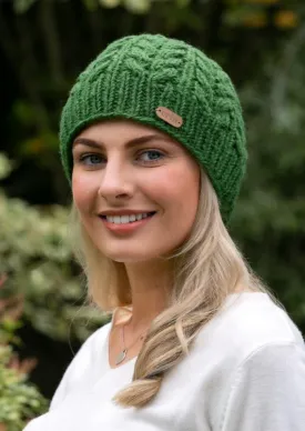 Aran Cable Pullon Hat | Green