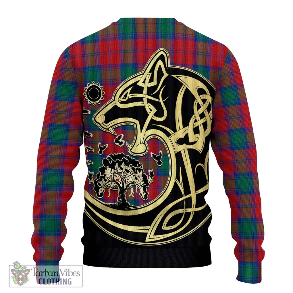 Auchinleck (Affleck) Tartan Ugly Sweater with Family Crest Celtic Wolf Style