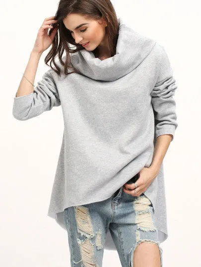 “Avenue” oversize turtle neck warm high low sweater