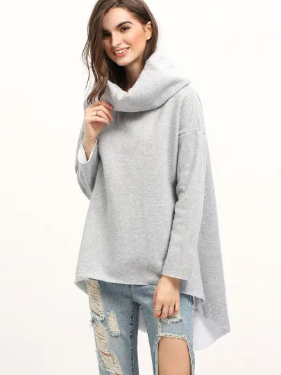 “Avenue” oversize turtle neck warm high low sweater