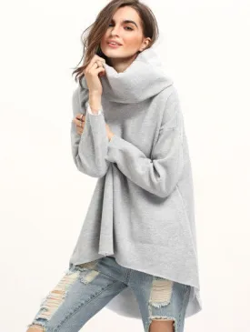 “Avenue” oversize turtle neck warm high low sweater