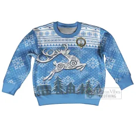 Bain Clan Christmas Kid Ugly Sweater with Tartan and Celtic Reindeer Style