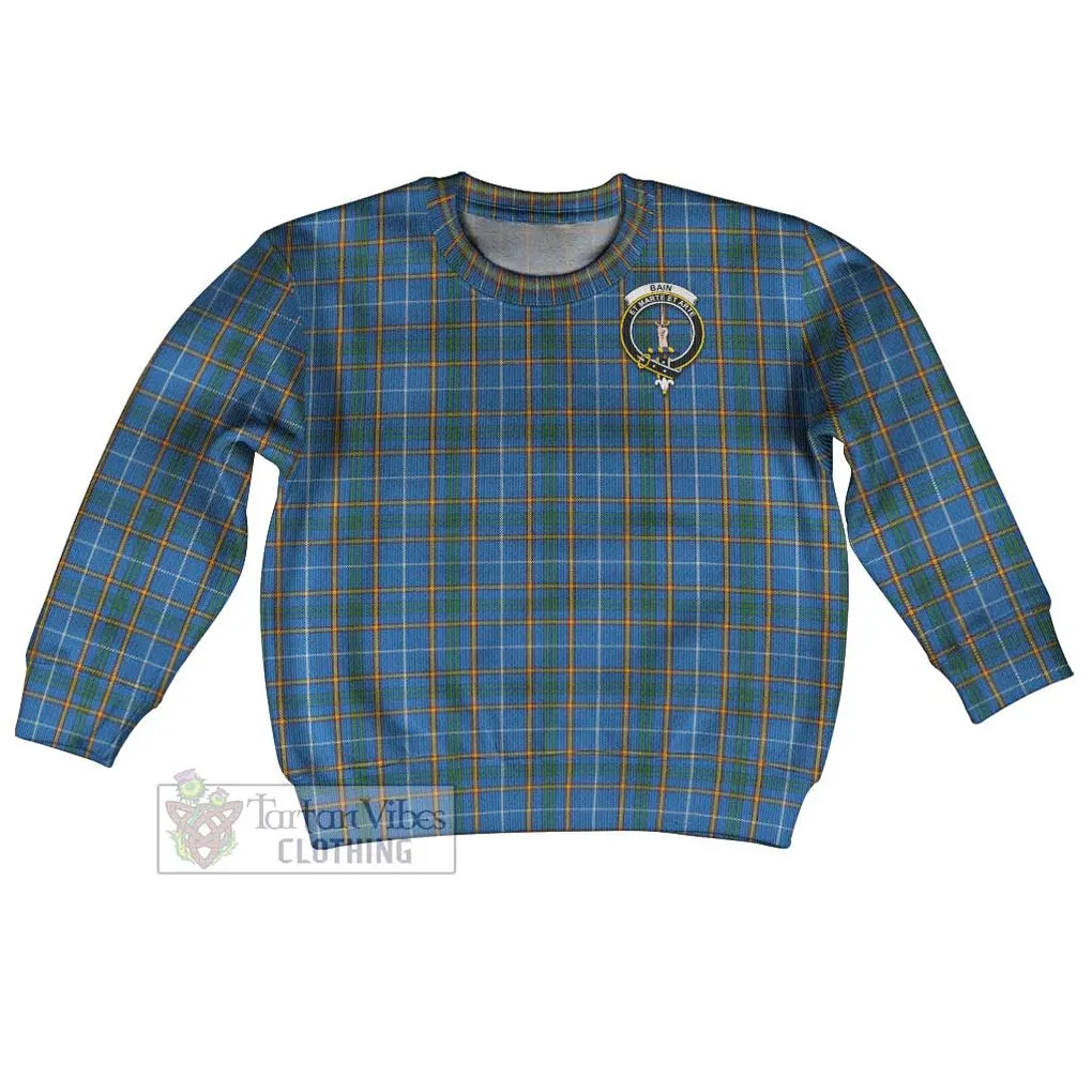 Bain Tartan Kid Ugly Sweater with Family Crest