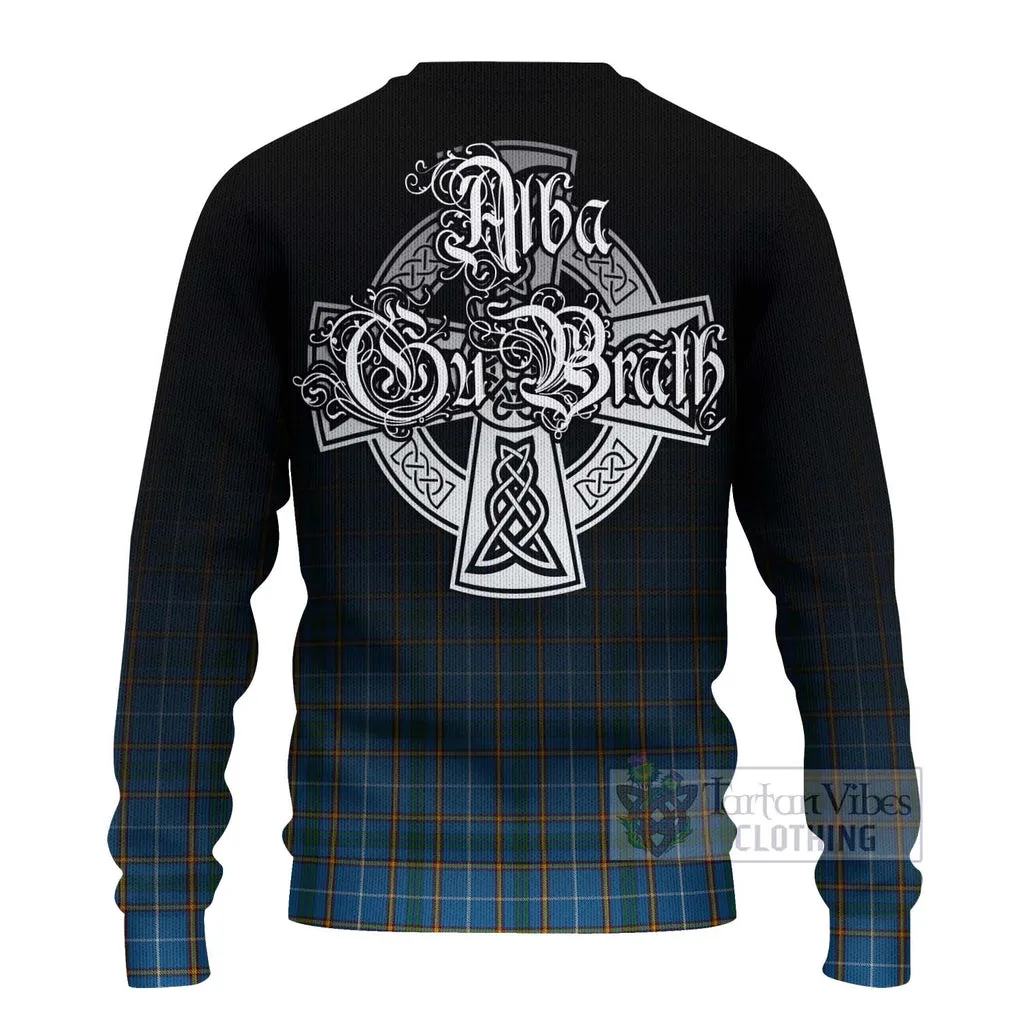 Bain Tartan Ugly Sweater Featuring Alba Gu Brath Family Crest Celtic Inspired