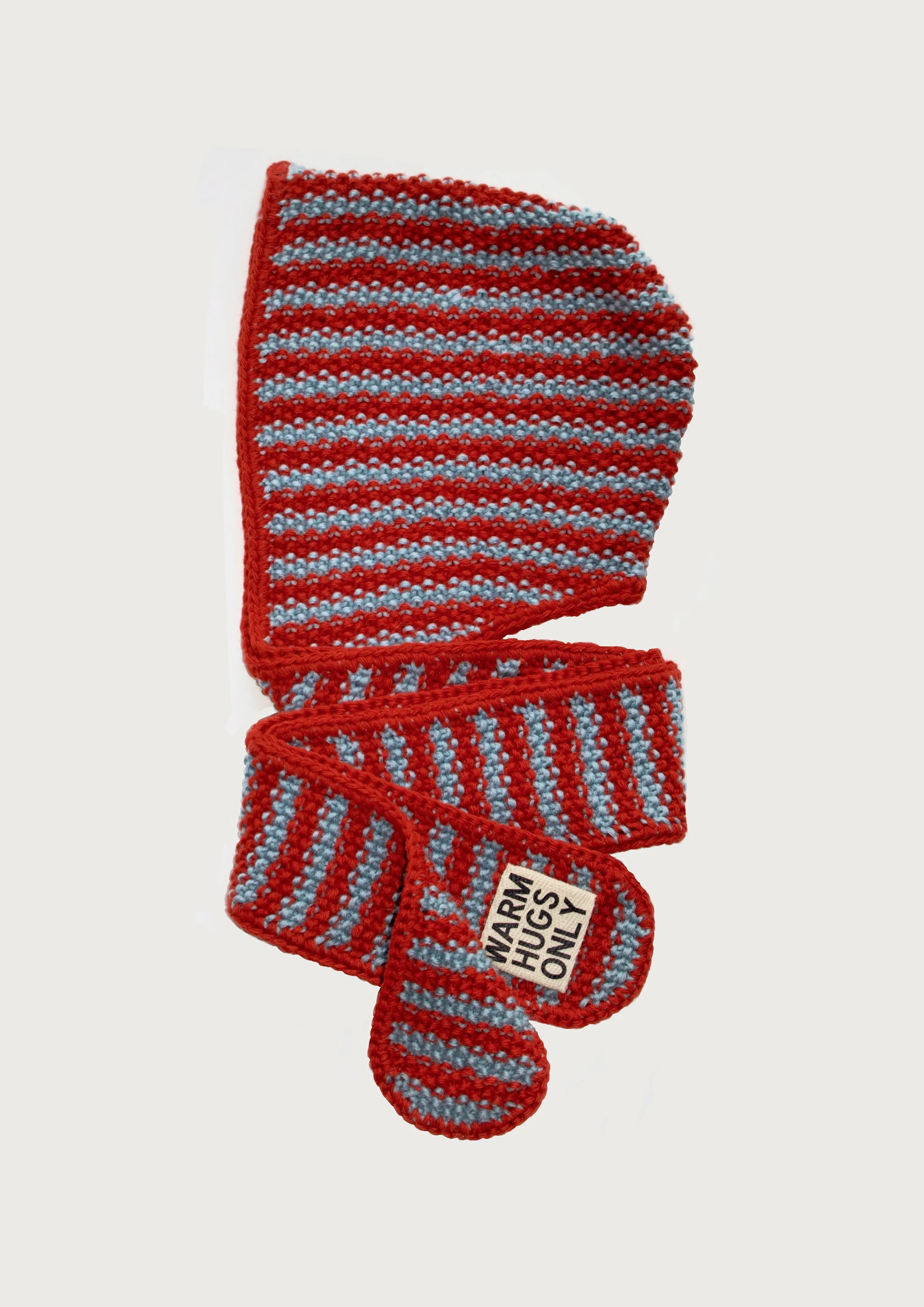 Balaclava scarf Terracotta & light blue