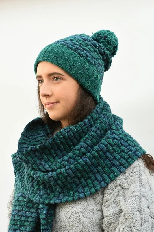 Basketweave Bobble Beanie - Jade - McConnell