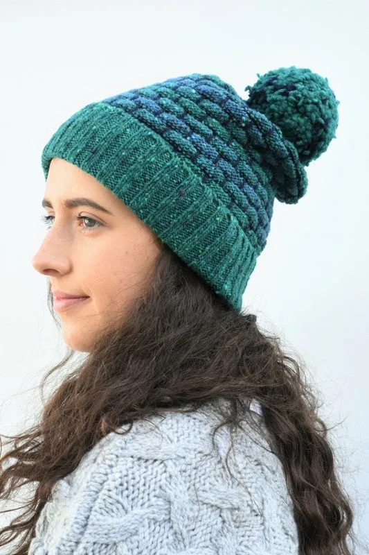 Basketweave Bobble Beanie - Jade - McConnell