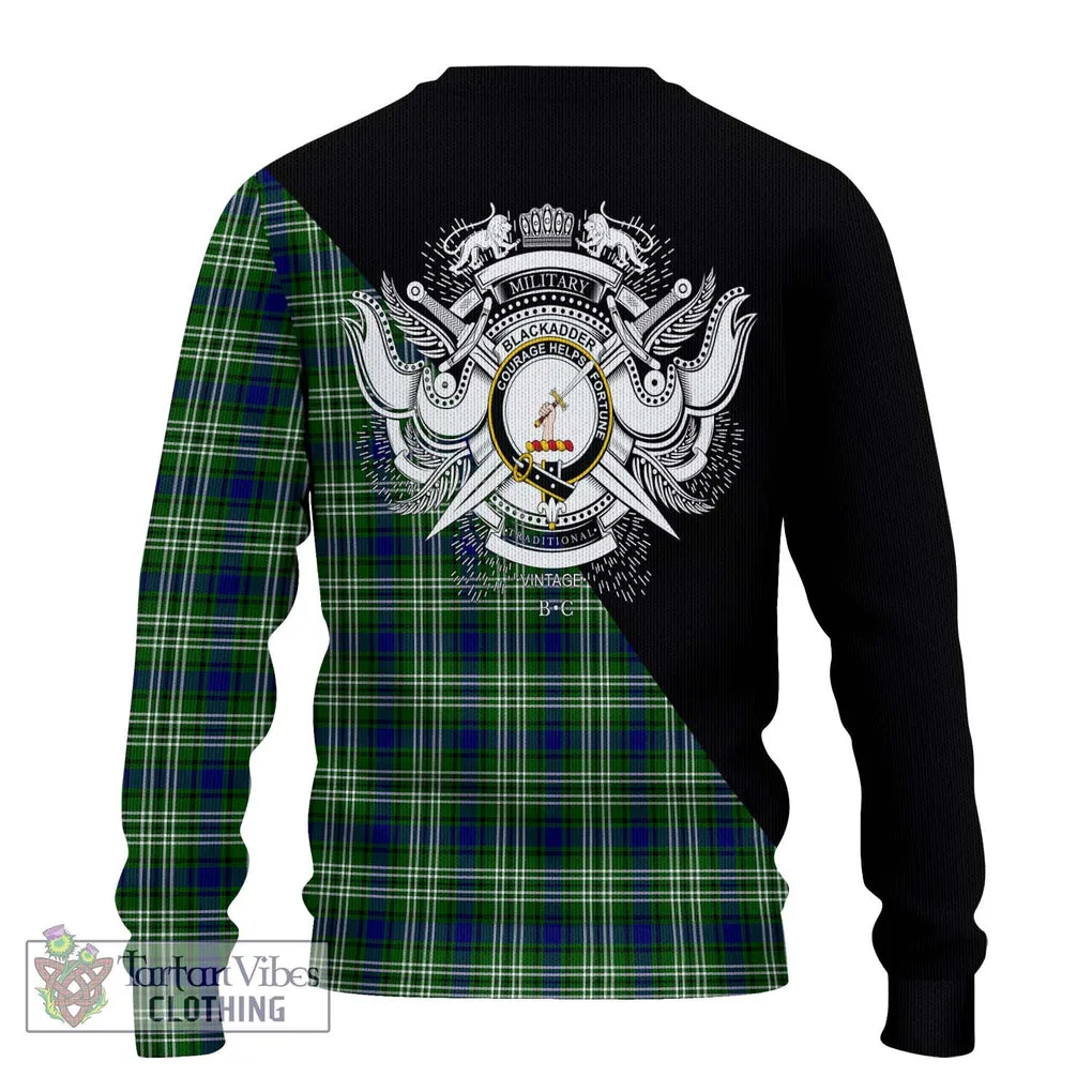 Blackadder Tartan Ugly Sweater with Family Crest and Military Logo Style