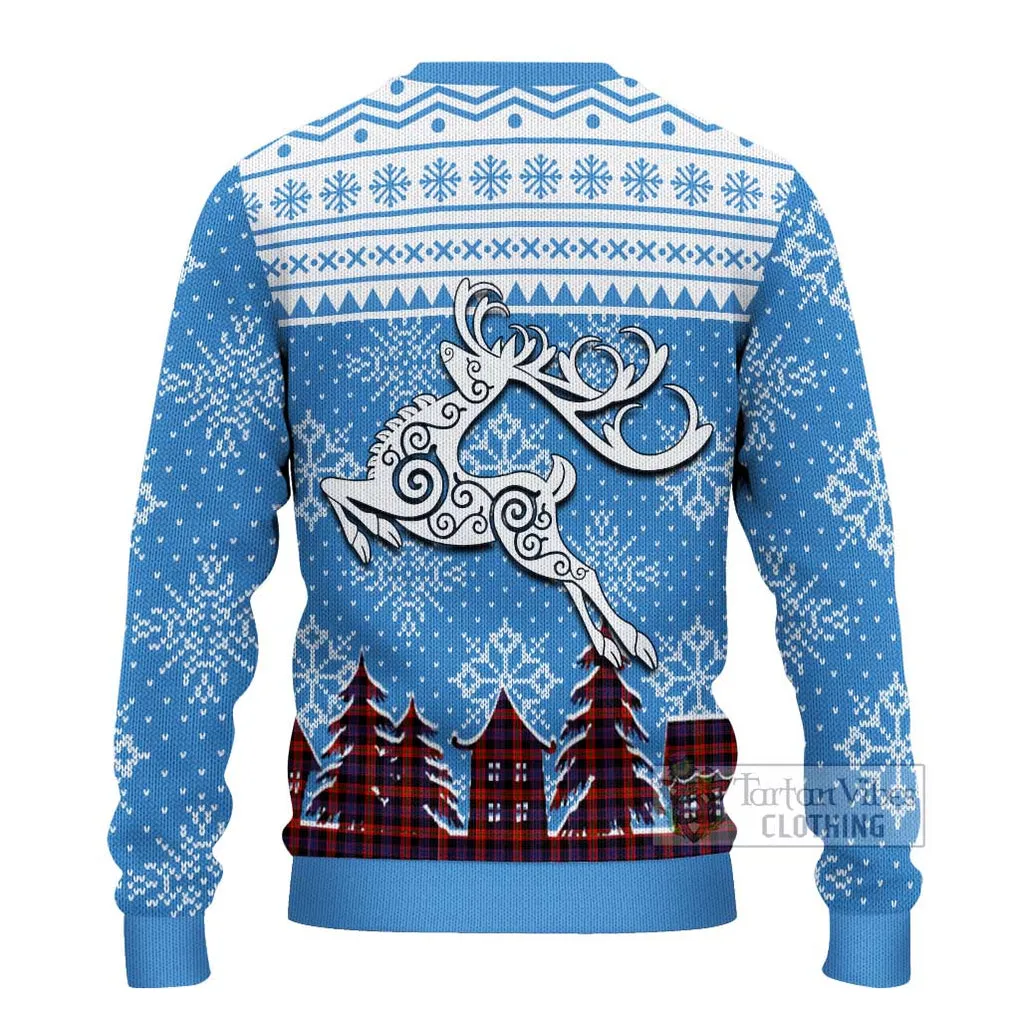 Brown (Broun) Clan Christmas Ugly Sweater with Tartan and Celtic Reindeer Style