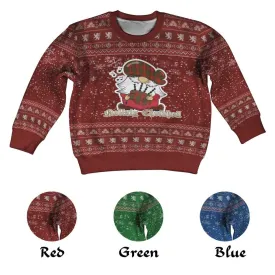 Burns Clan Christmas Kid Ugly Sweater with Gnome Playing Bagpipes