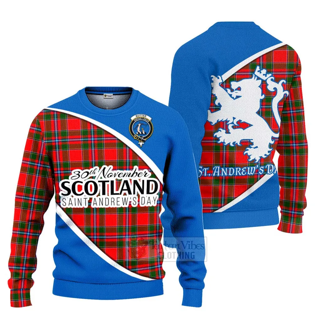 Butter Family Crest Tartan Ugly Sweater Celebrate Saint Andrew's Day in Style