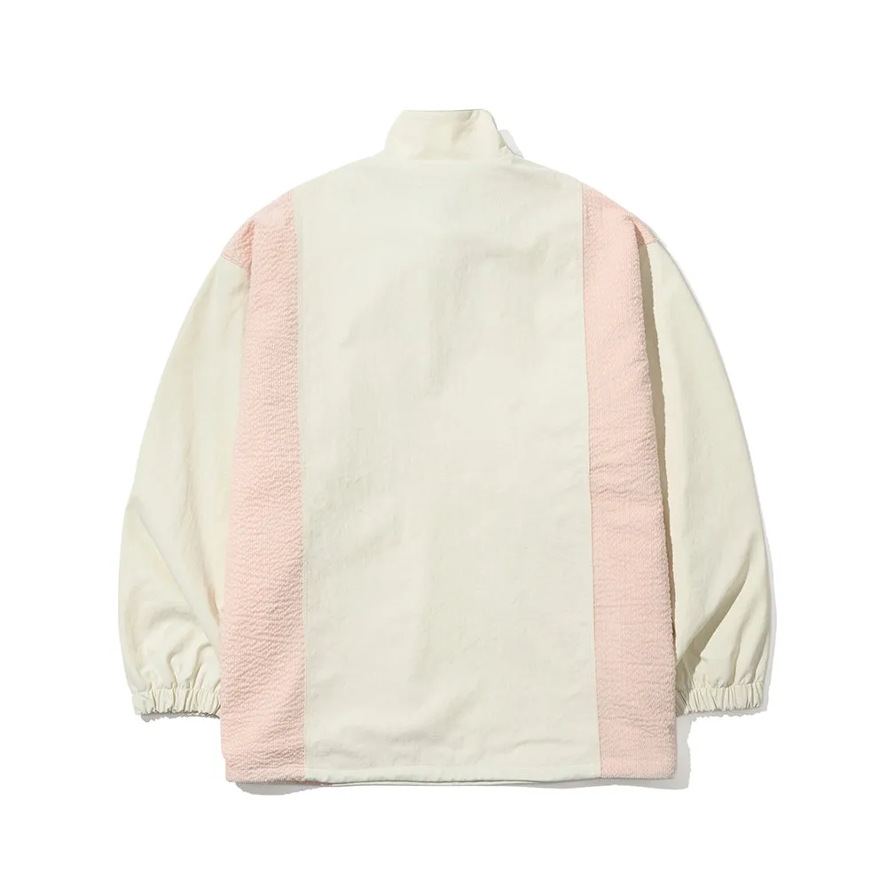 COMFORTABLE PULLOVER SNAP JACKET IVORY/PINK