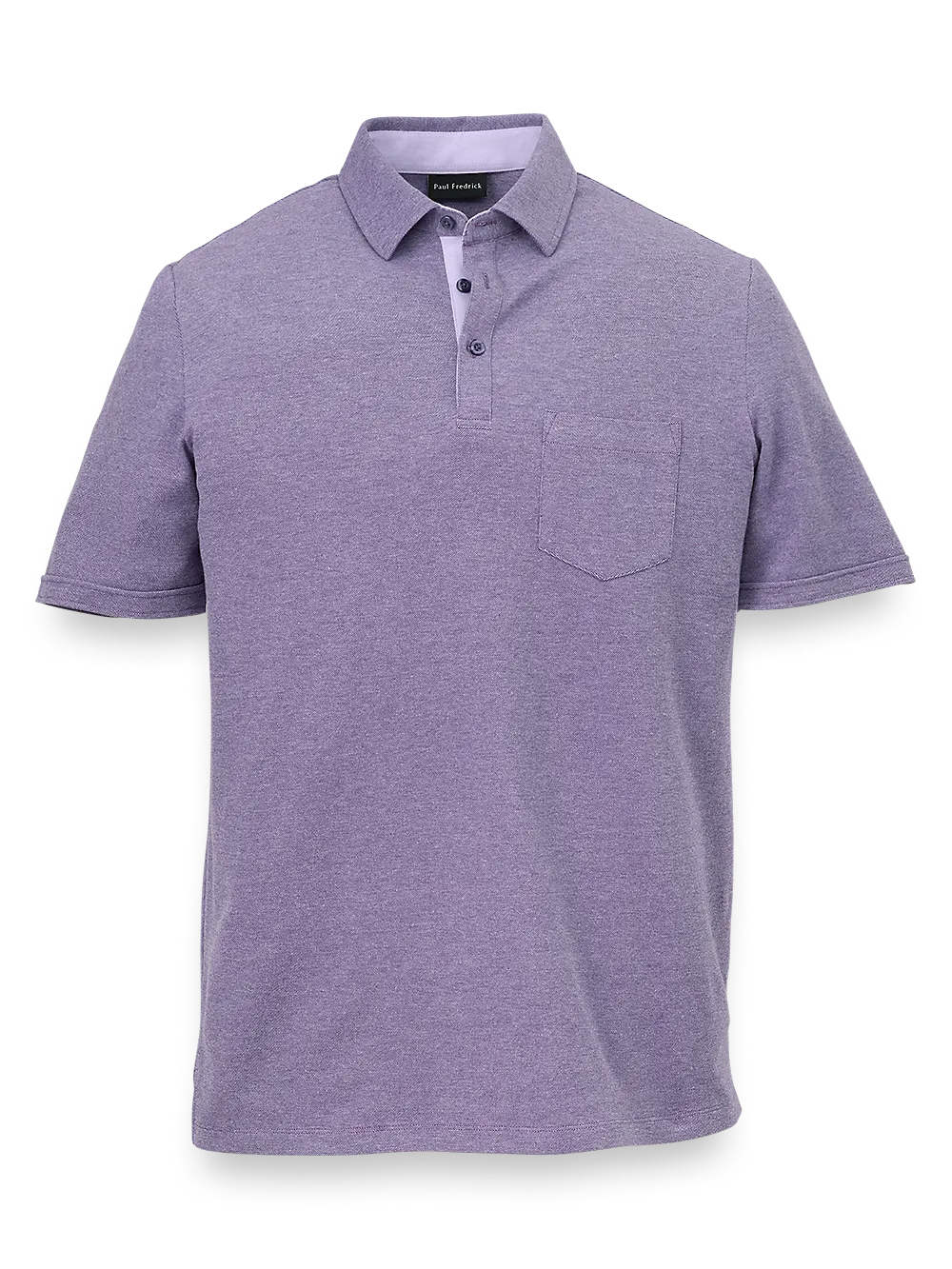 Cotton Blend Three Button Polo - Purple