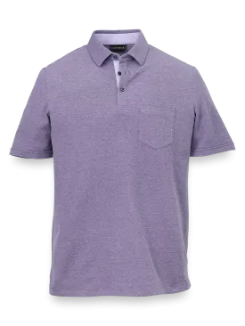 Cotton Blend Three Button Polo - Purple