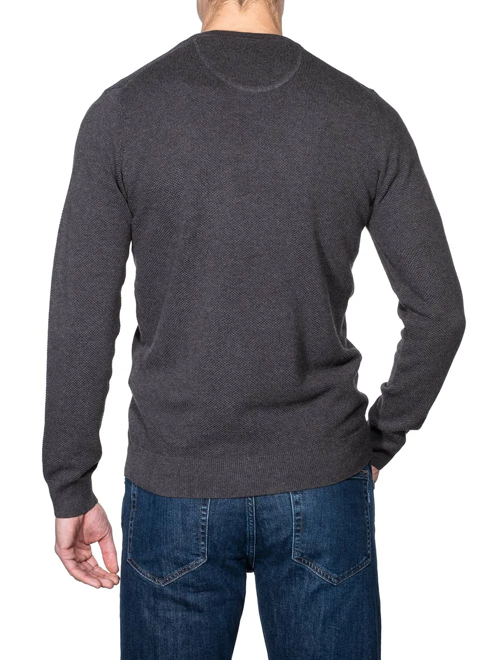 Cotton Pique Crewneck Antracite Melange