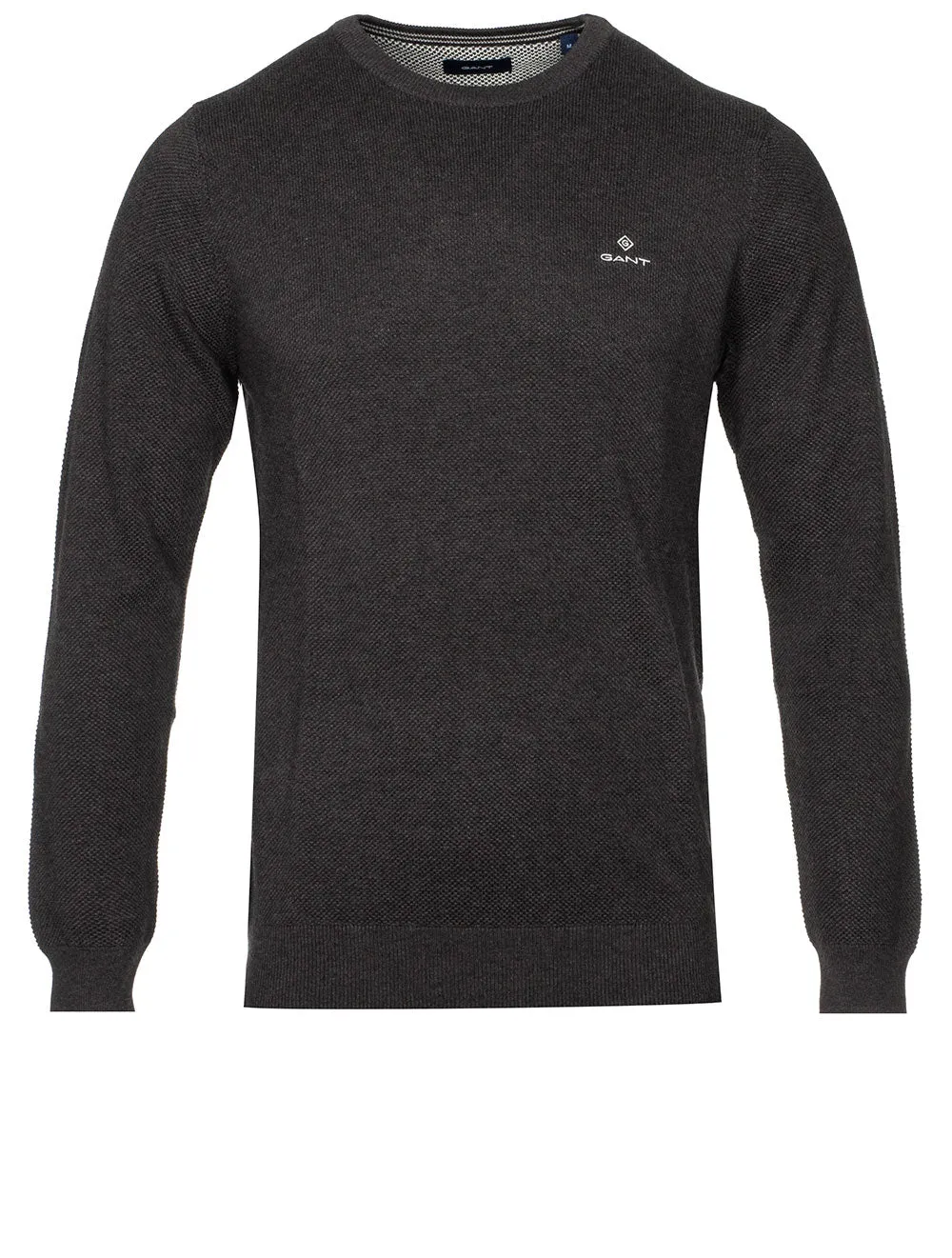 Cotton Pique Crewneck Antracite Melange