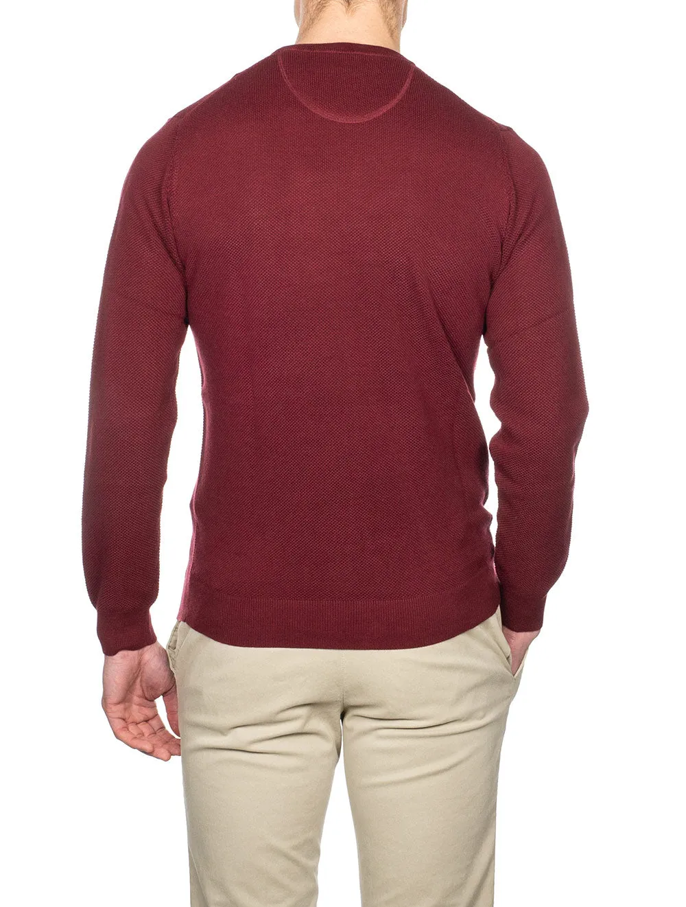 Cotton Pique Crewneck Cabernet Red