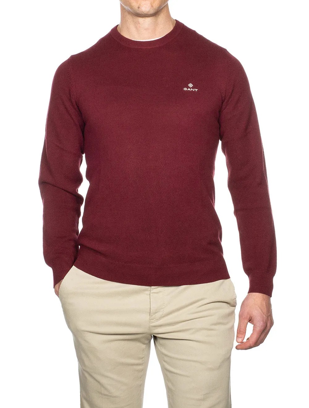 Cotton Pique Crewneck Cabernet Red