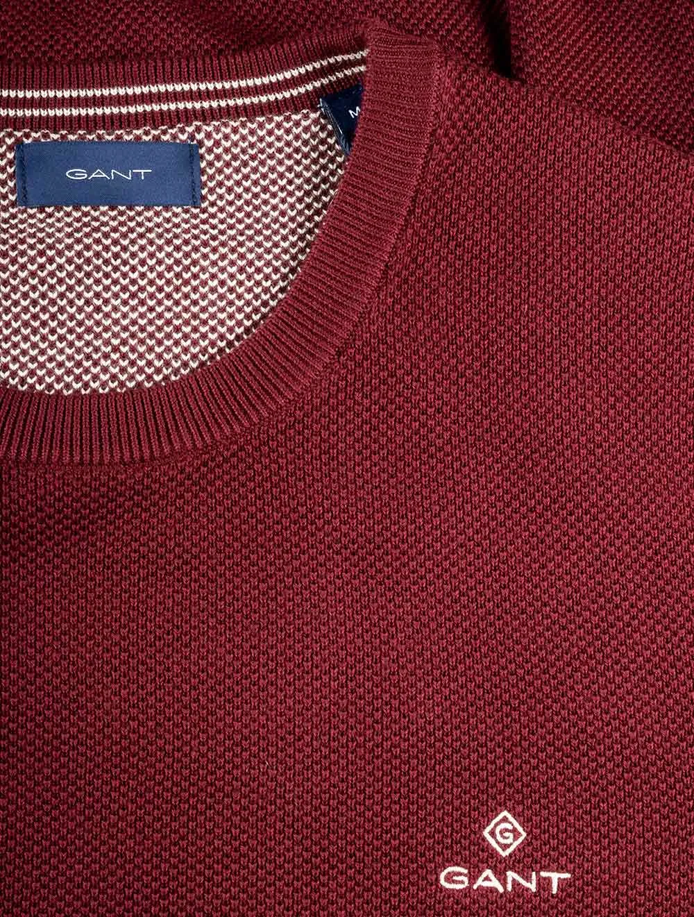 Cotton Pique Crewneck Cabernet Red