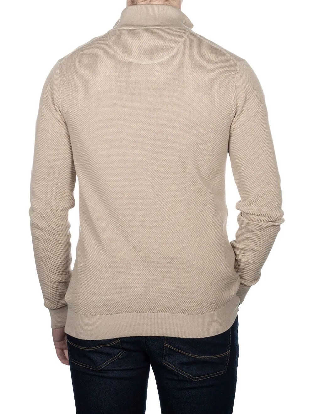 Cotton Pique Half Zip Dry Sand