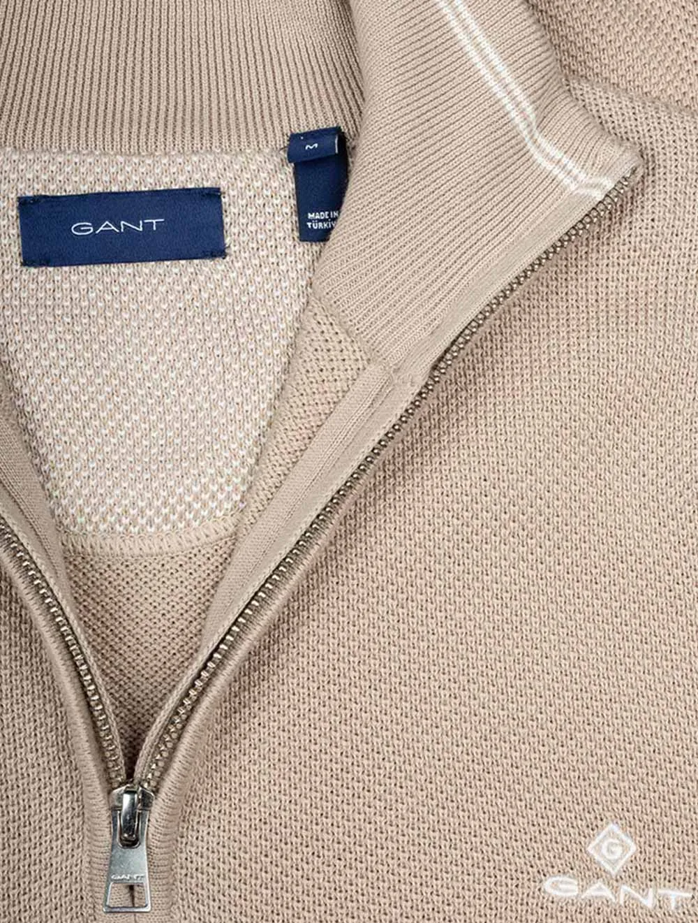 Cotton Pique Half Zip Dry Sand