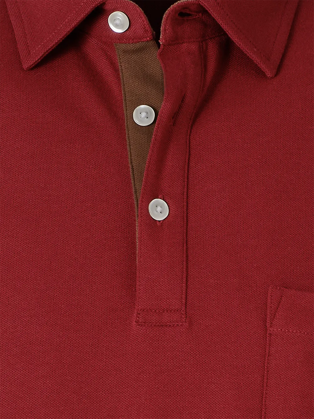 Cotton/Spandex Pique Three Button Polo - Burgundy