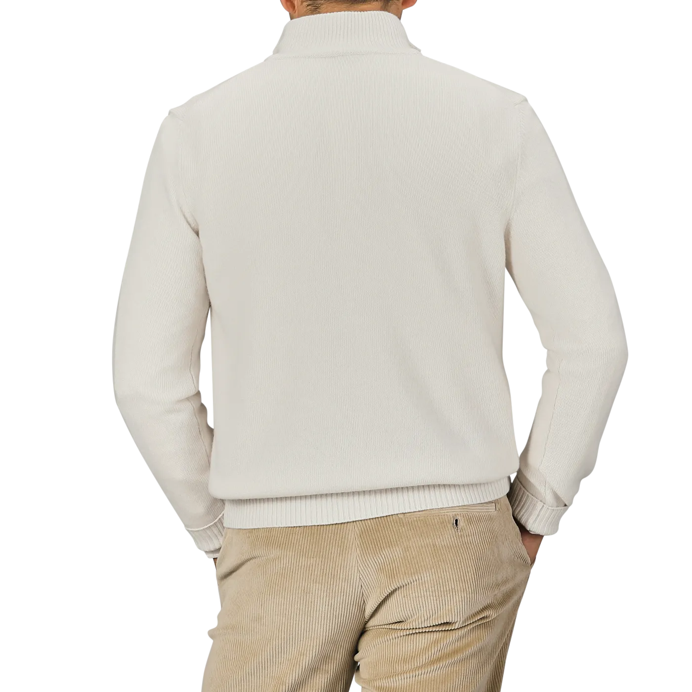 Cream Wool Cashmere Quarter Zip