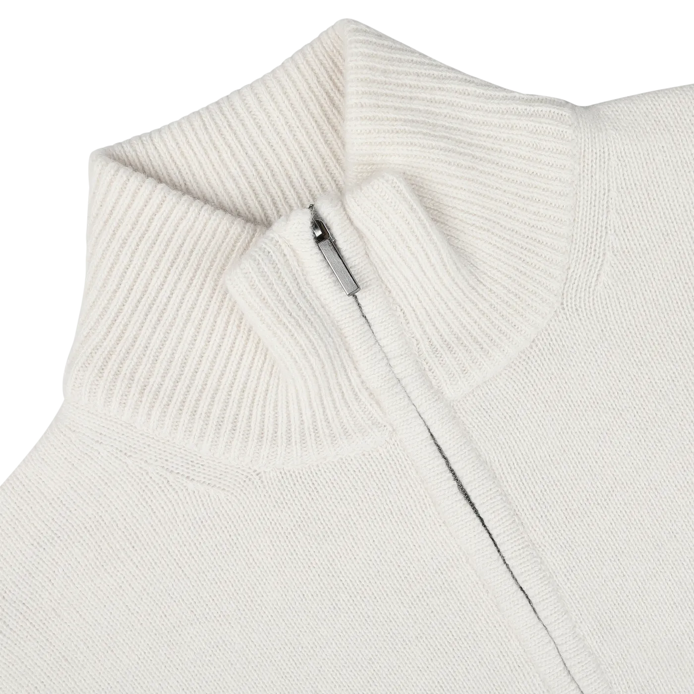 Cream Wool Cashmere Quarter Zip