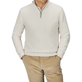 Cream Wool Cashmere Quarter Zip