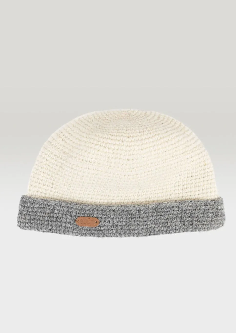 Crochet Turn up Hat | Grey Natural