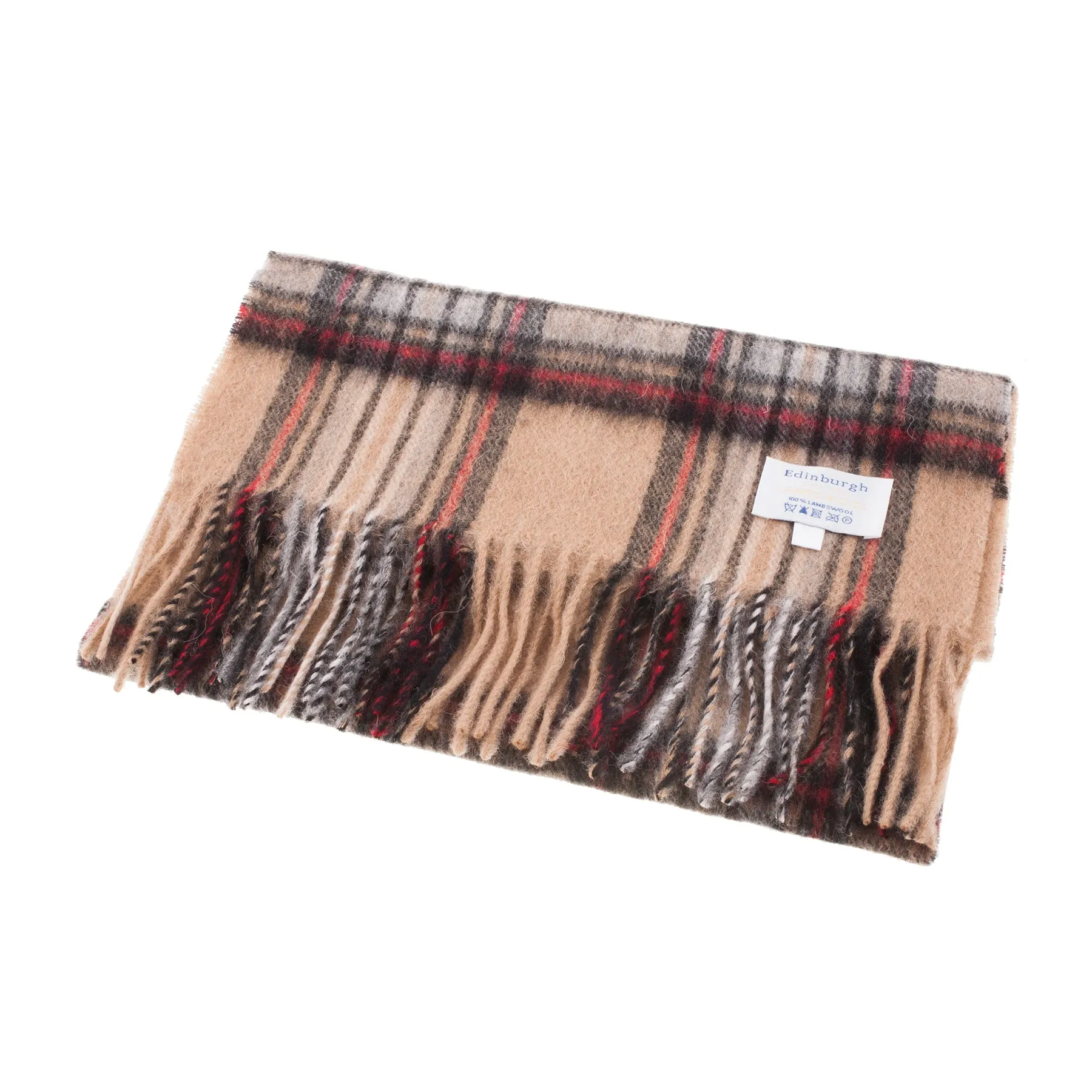 Edinburgh 100% Lambswool Scarf  Stewart Camel