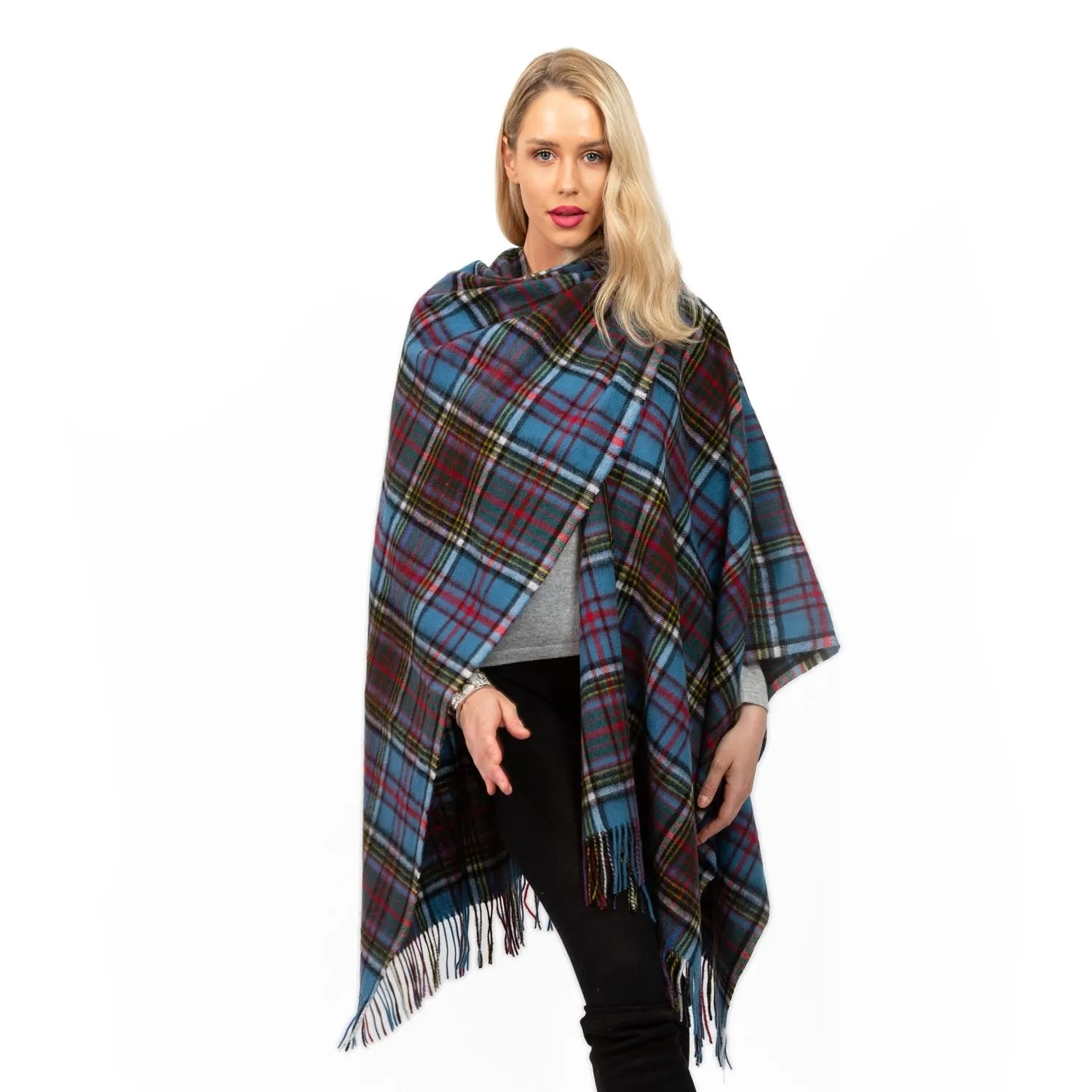 Edinburgh Lambswool Long Tartan Cape Royal Stewart Vintage Green Royal Stewart Vintage Green