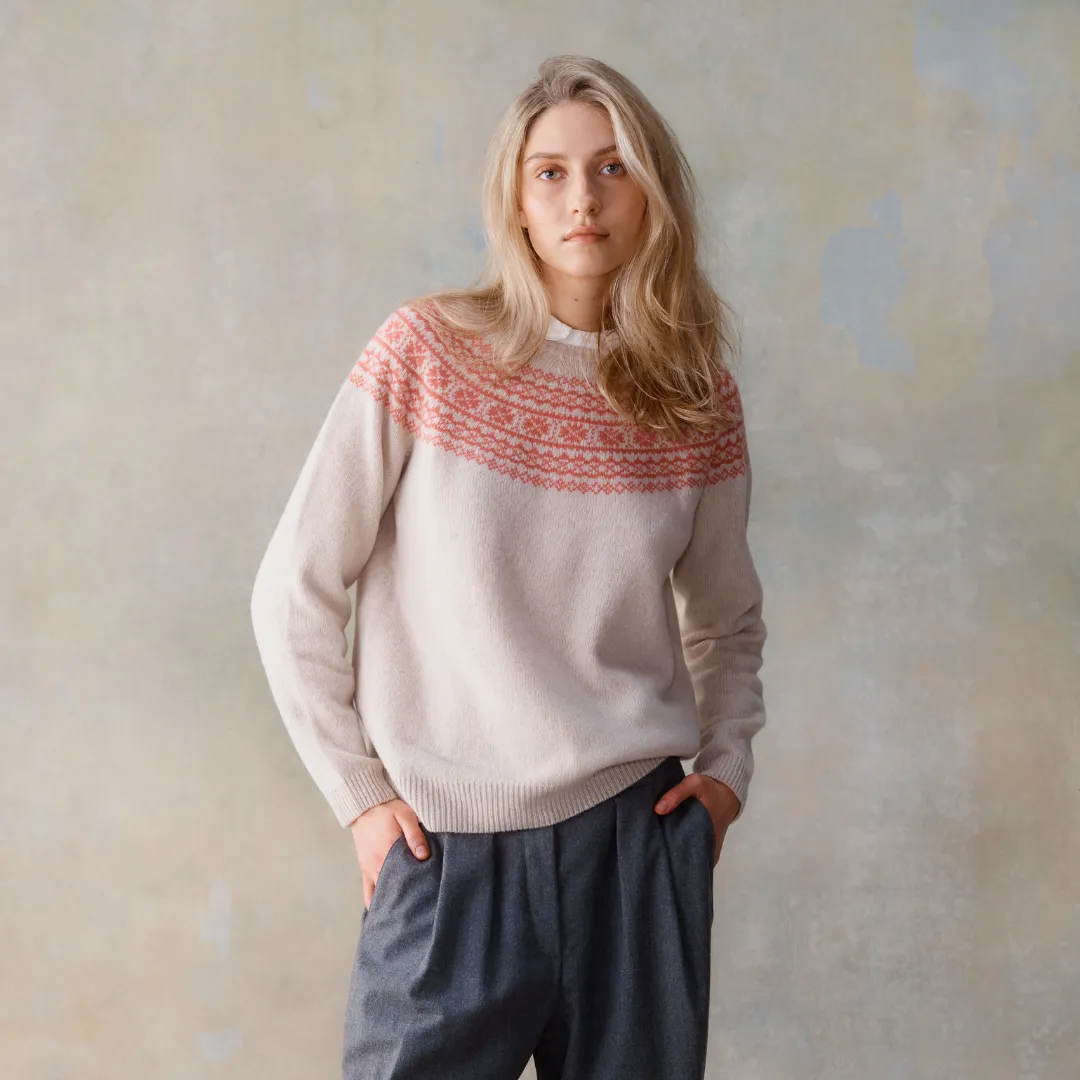 Fairisle Jumper - Swansdown / Sandrose