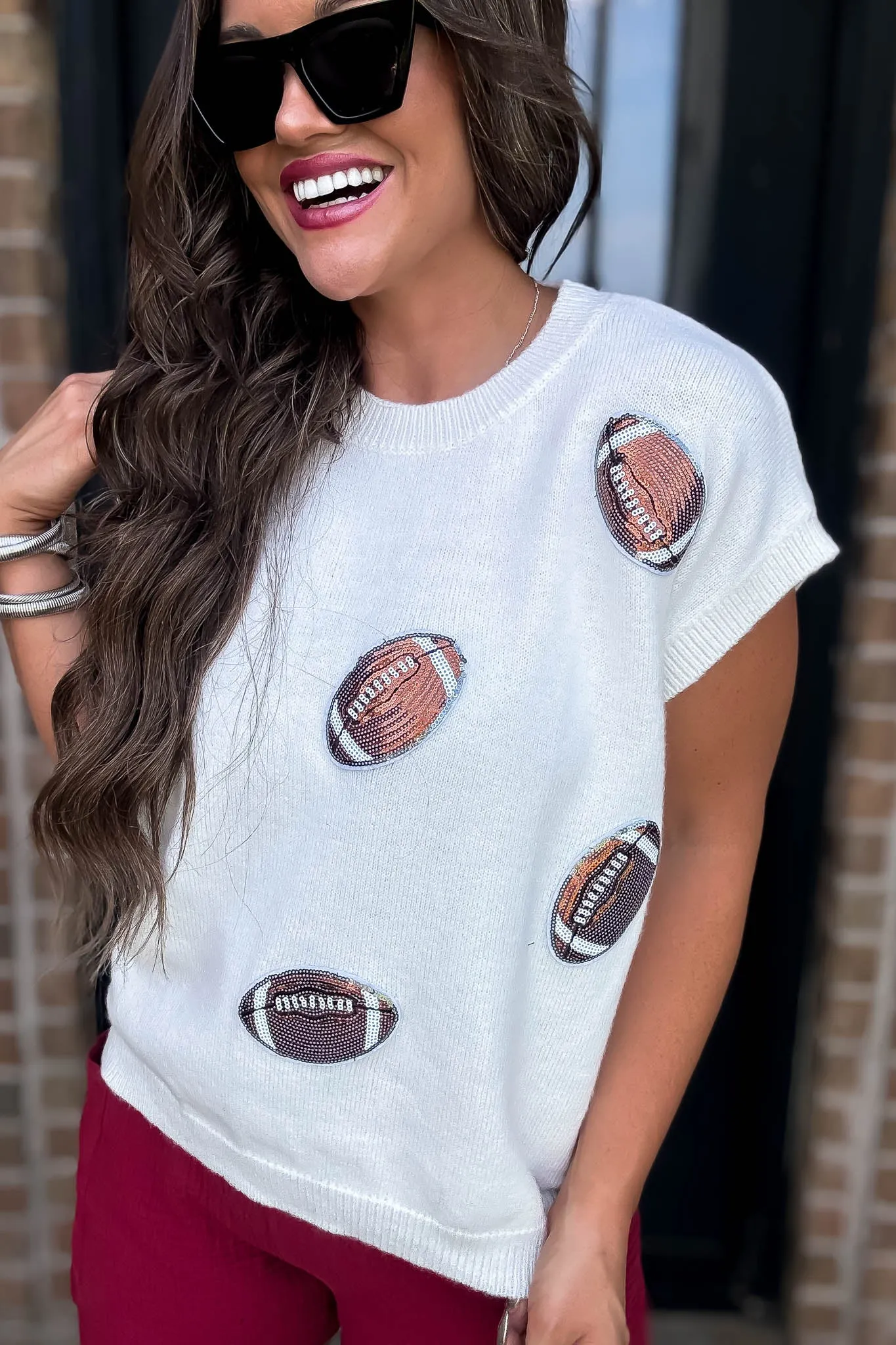 Game Day Football Patch Sweater Top