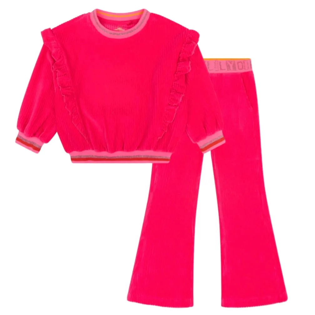 Girls Pink Frill Tracksuit