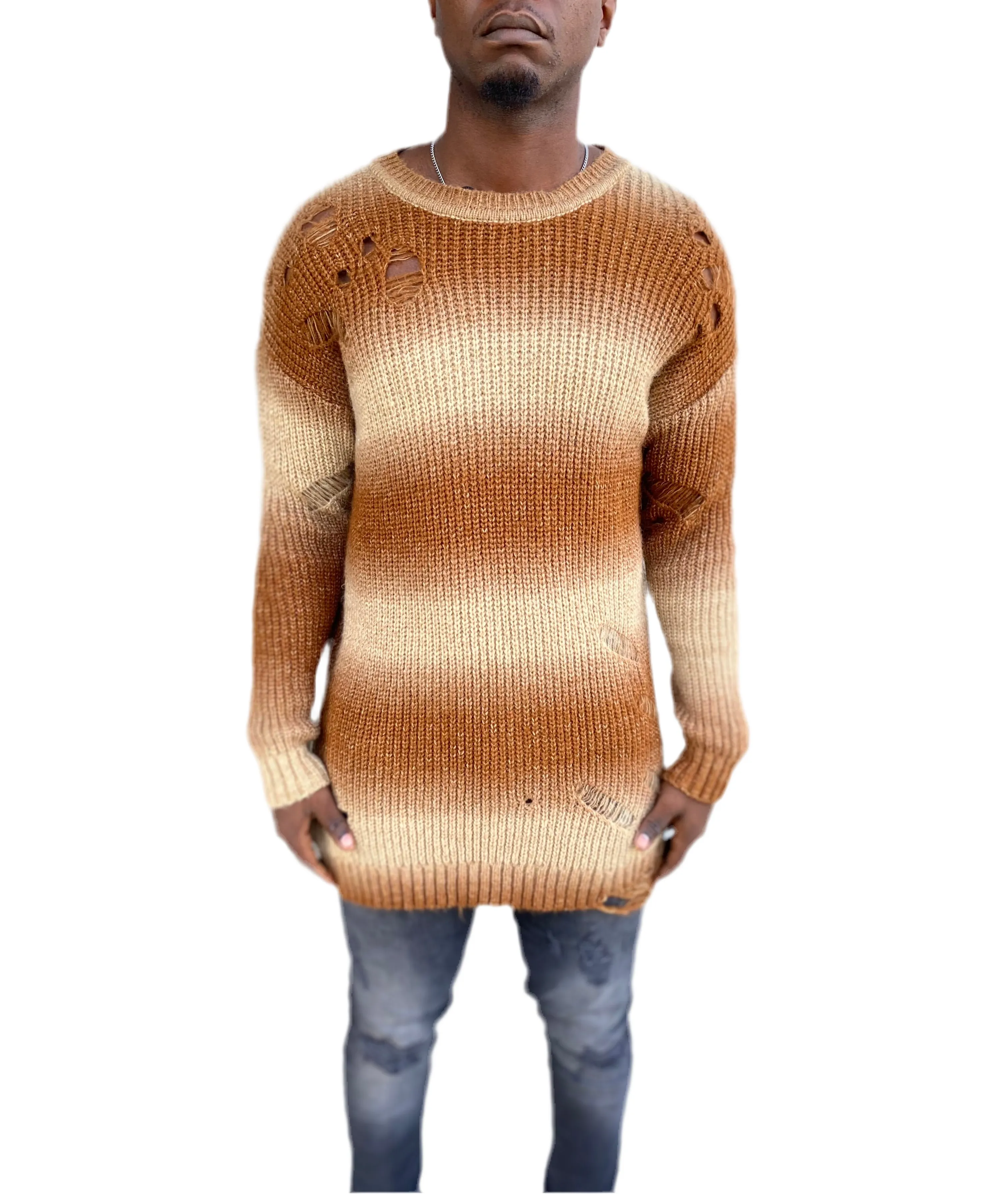 [Goozi] Taffy Knitted Distressed Crew Neck Light Weight