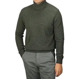 Green Melange Heavy Wool Cashmere Rollneck