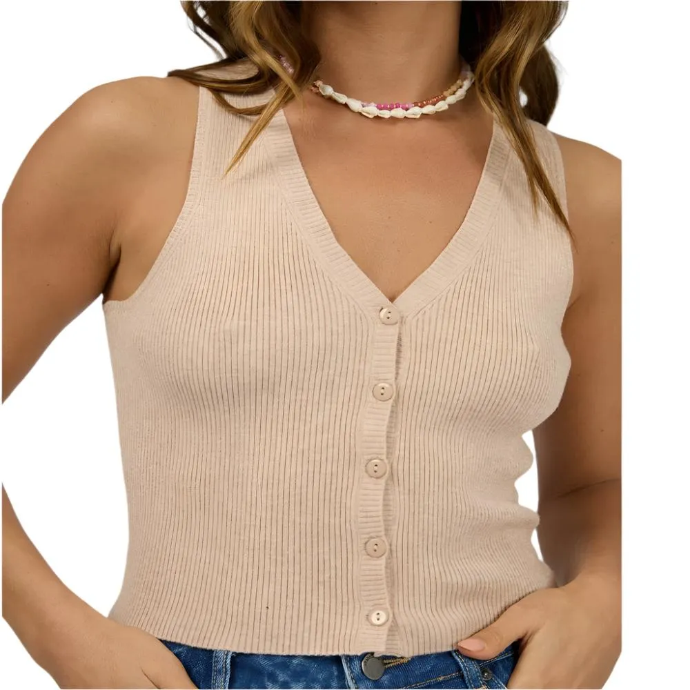 Henley Knit Vest - Womens