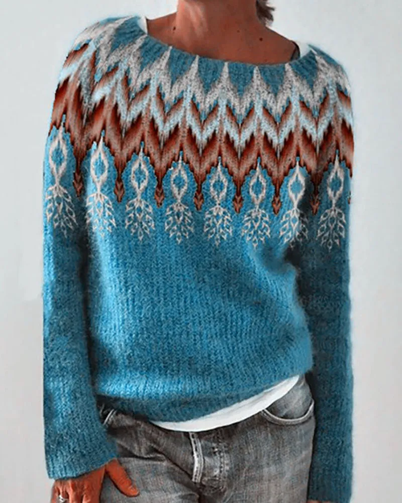 Indiana feather pattern pullover sweater