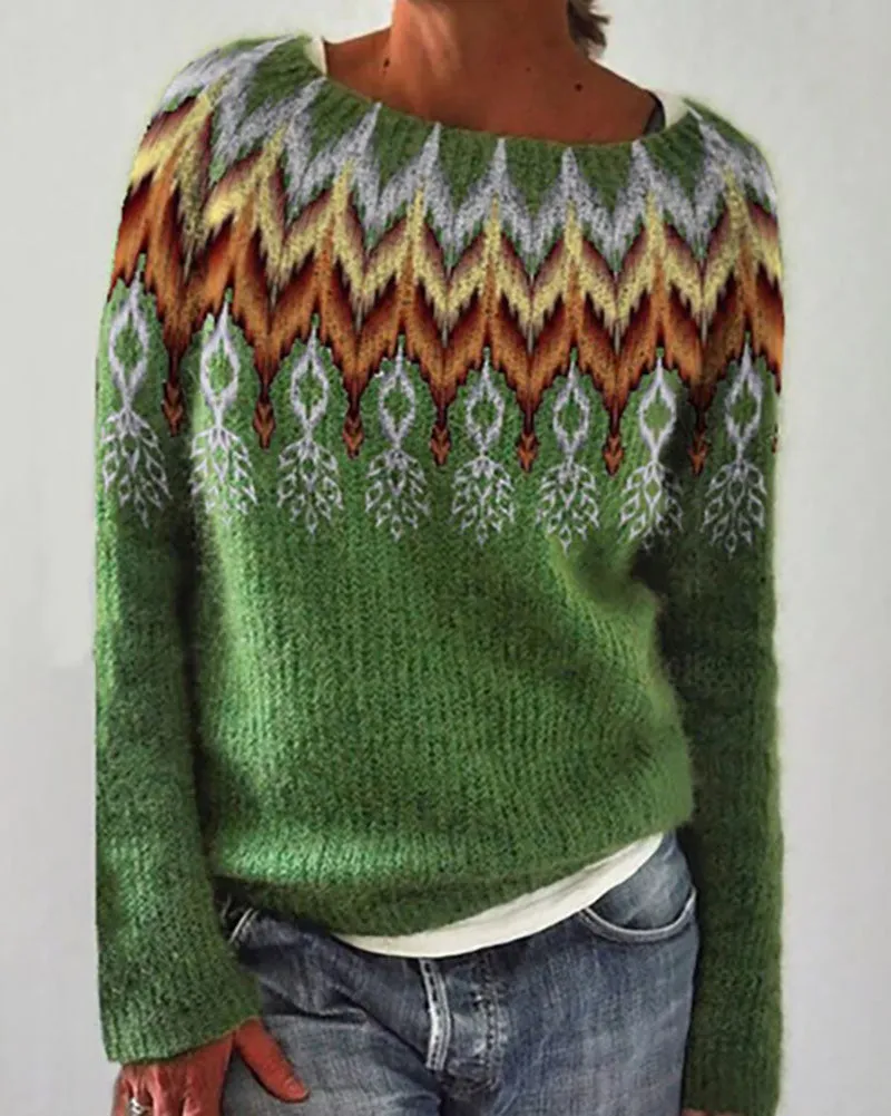 Indiana feather pattern pullover sweater