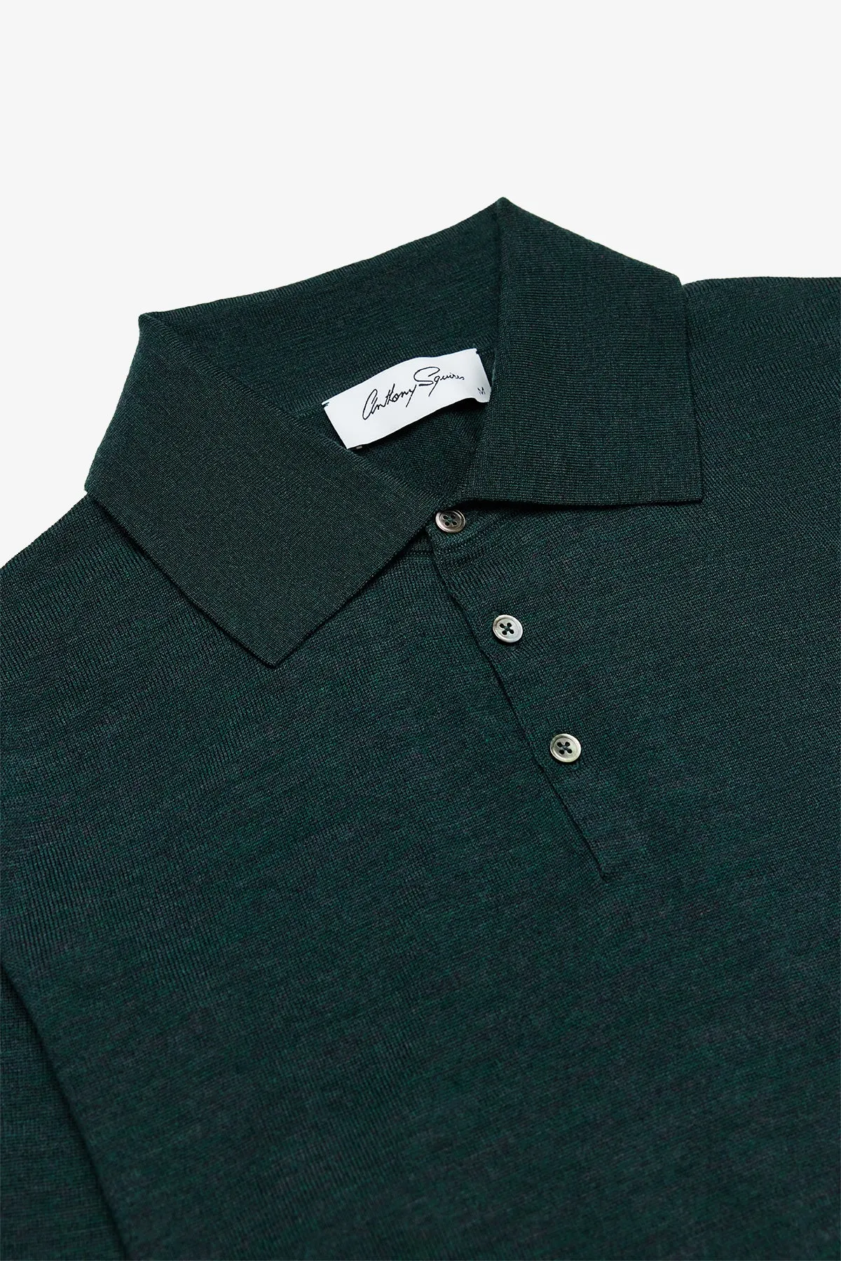 Kelvin - Green Long Sleeve Knit Polo