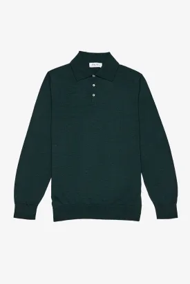 Kelvin - Green Long Sleeve Knit Polo