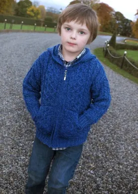 Kids Hooded Aran Cardigan | Blue