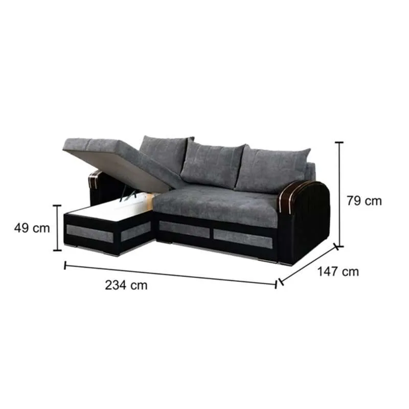 Kiven Corner Sofa Bed - Stylish and Versatile Seater in Shades of Grey