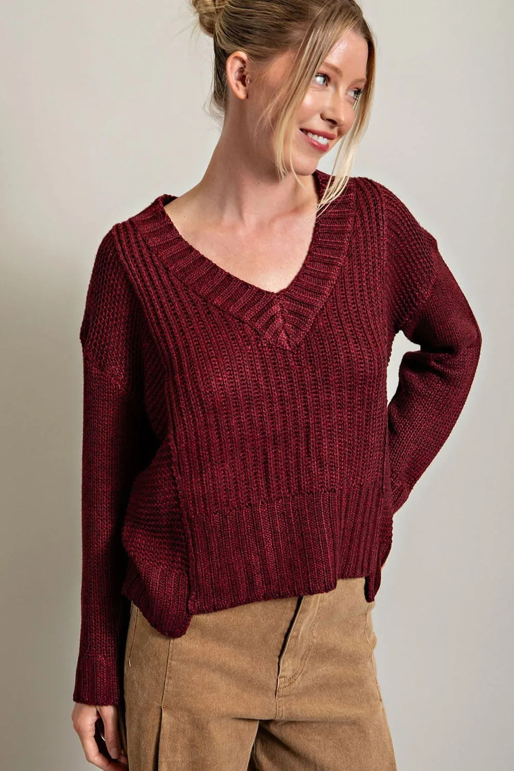 Knitted V Neck Sweater